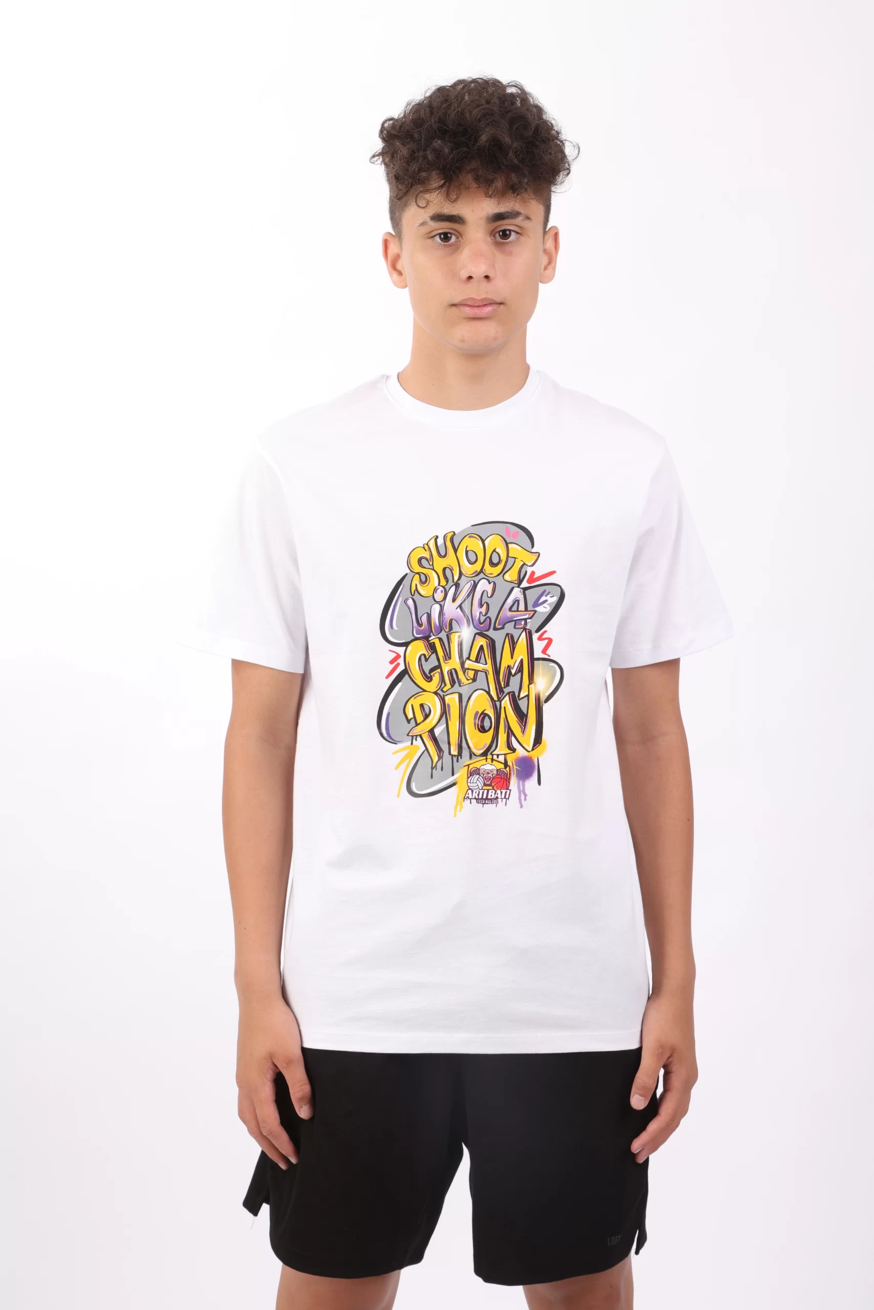 Artı Batı SK - Beyaz Basic grafiti baskılı t-shirt