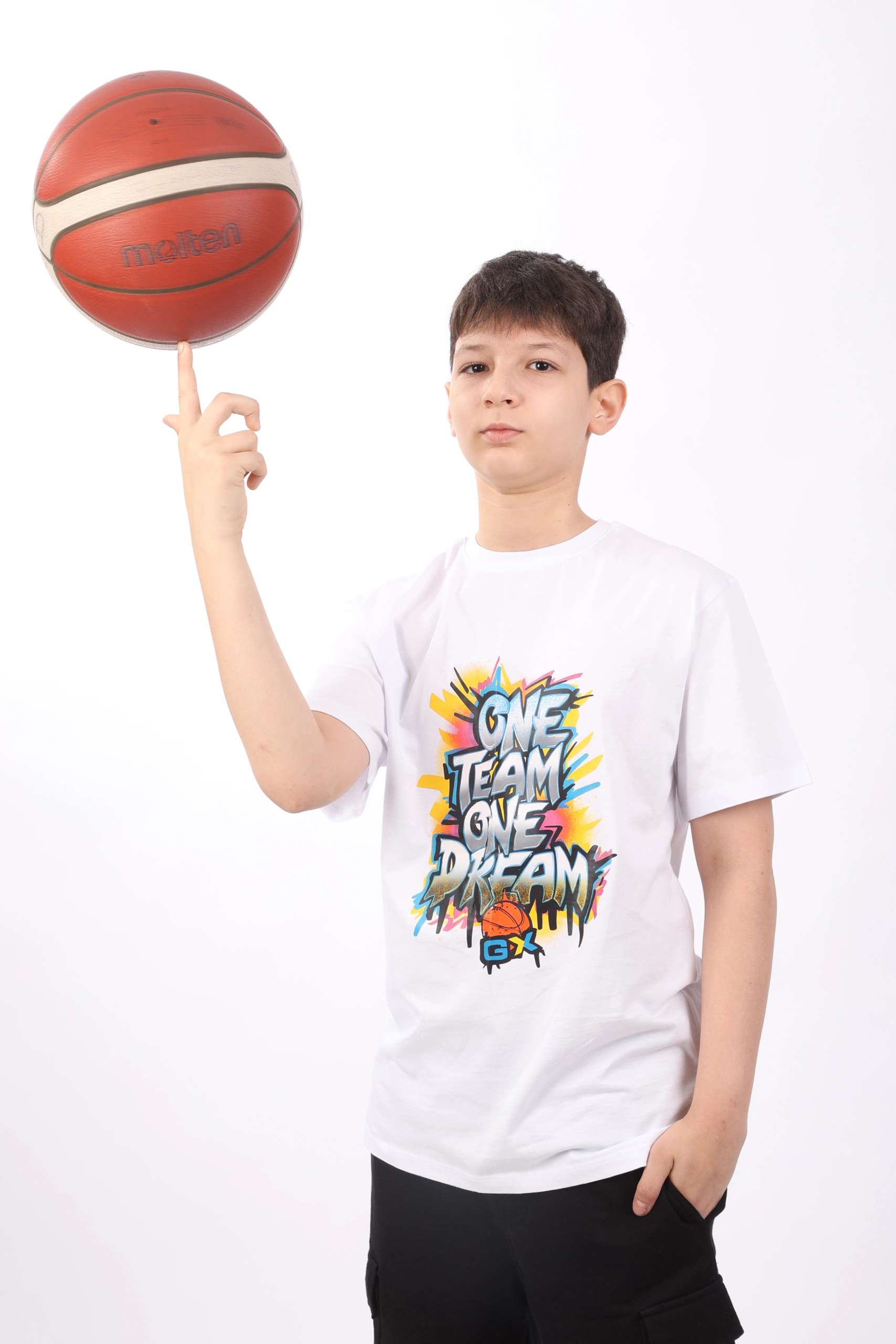 Goxu SK - Beyaz Basic Grafiti baskılı t-shirt