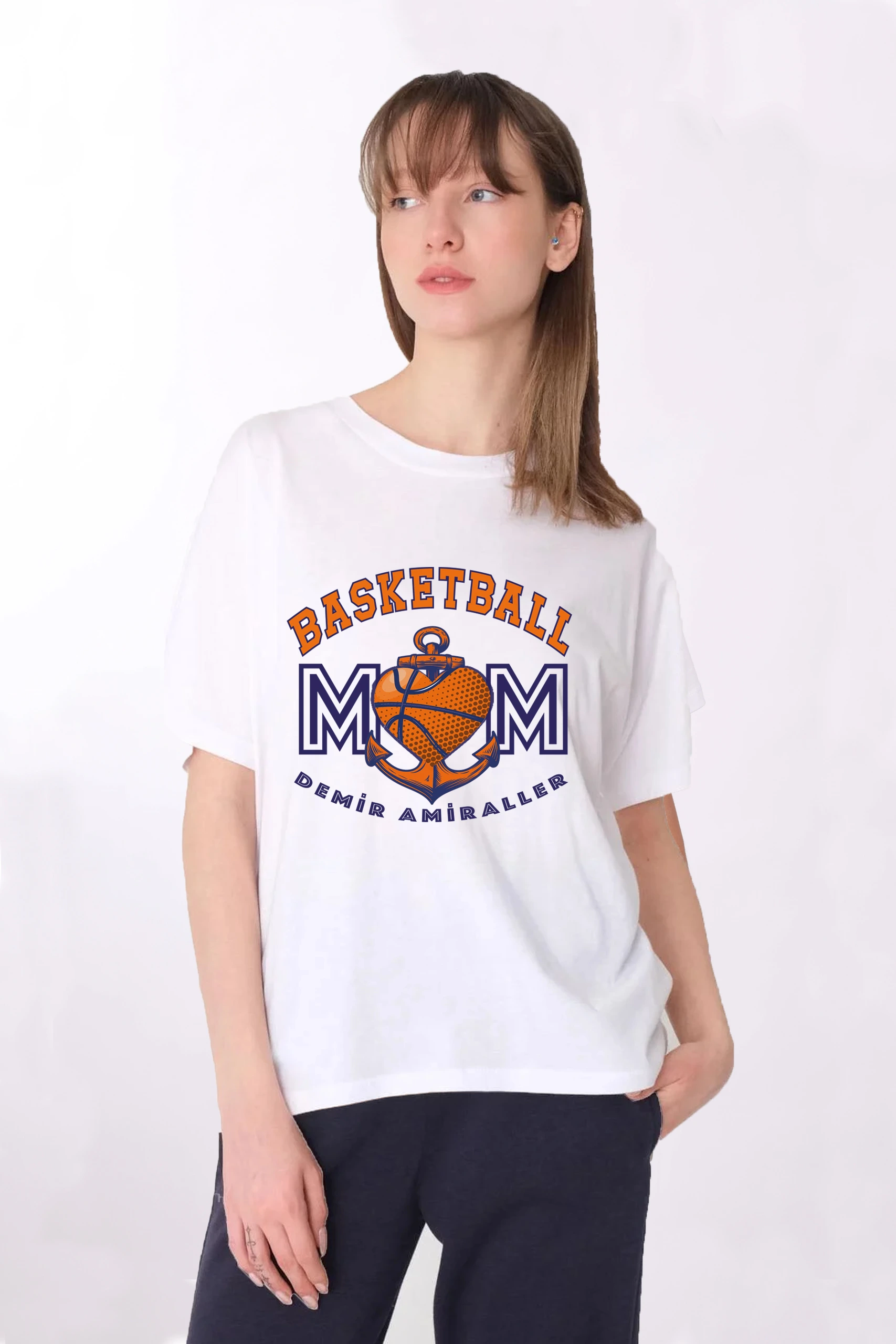 Demir Amiraller SK- beyaz Anne taraftar T-shirt